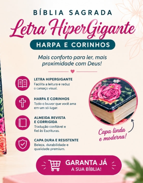 Biblia Sagrada - LETRA HIPERGIGANTE - HARPA E CARINHOS