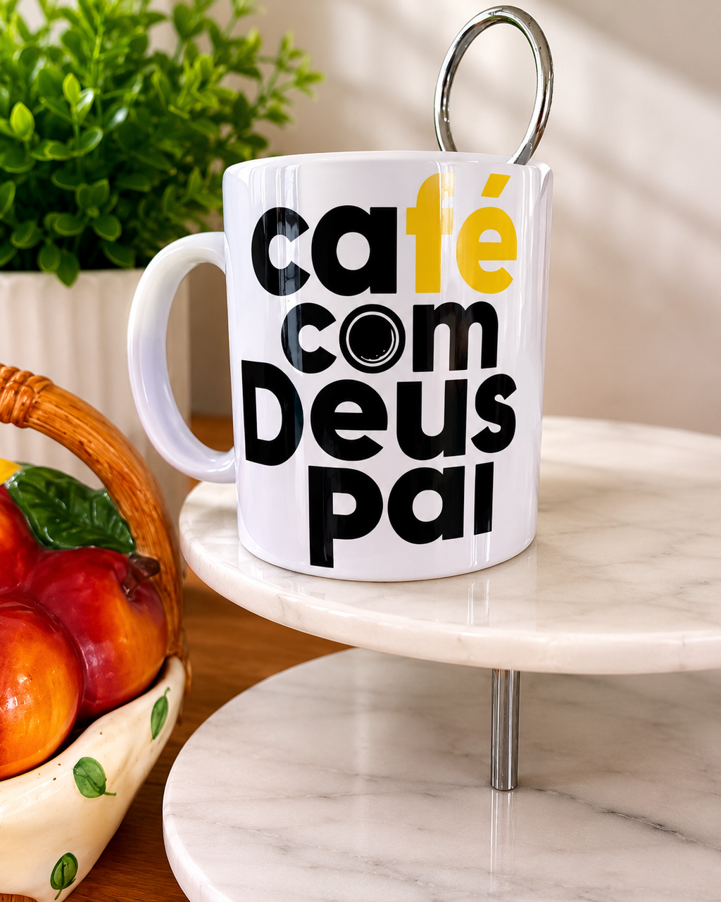 Caneca Café com Deus Pai | Branca CaravelaLivrosDoBrasil