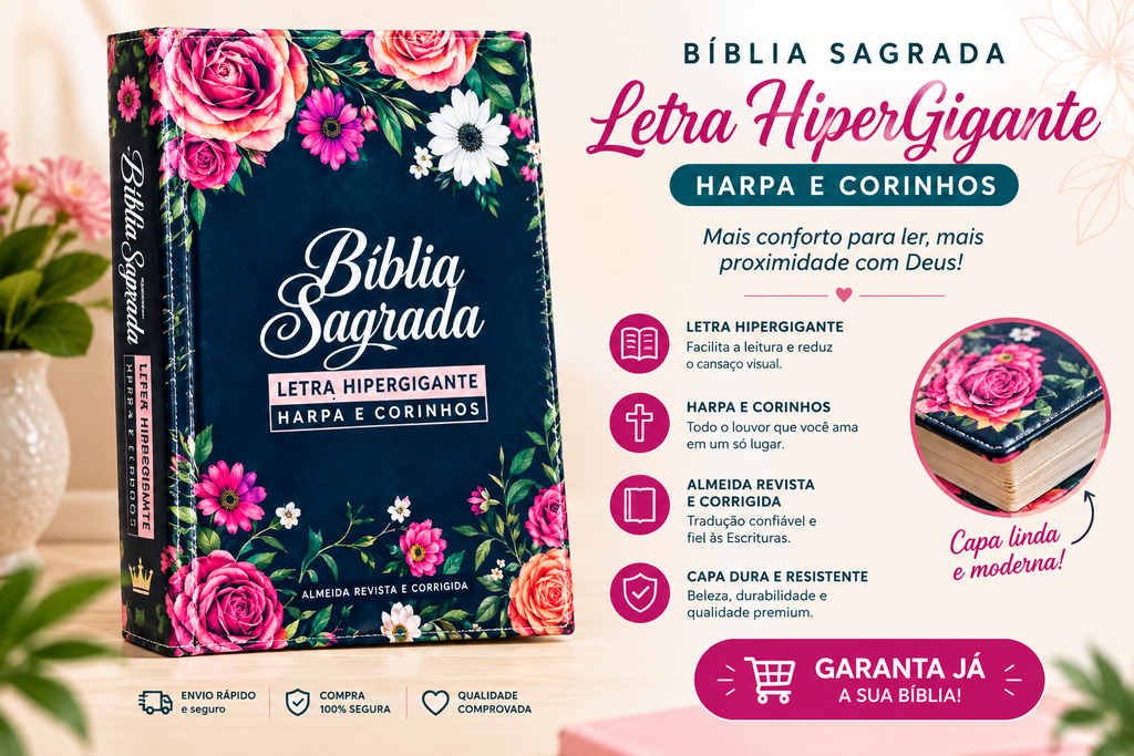 Biblia Sagrada - LETRA HIPERGIGANTE - HARPA E CARINHOS